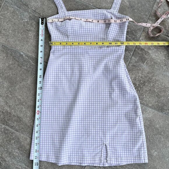 Hollister Purple Lavender Gingham Check Bare Structured Mini Dress Size XS - Picture 4 of 13